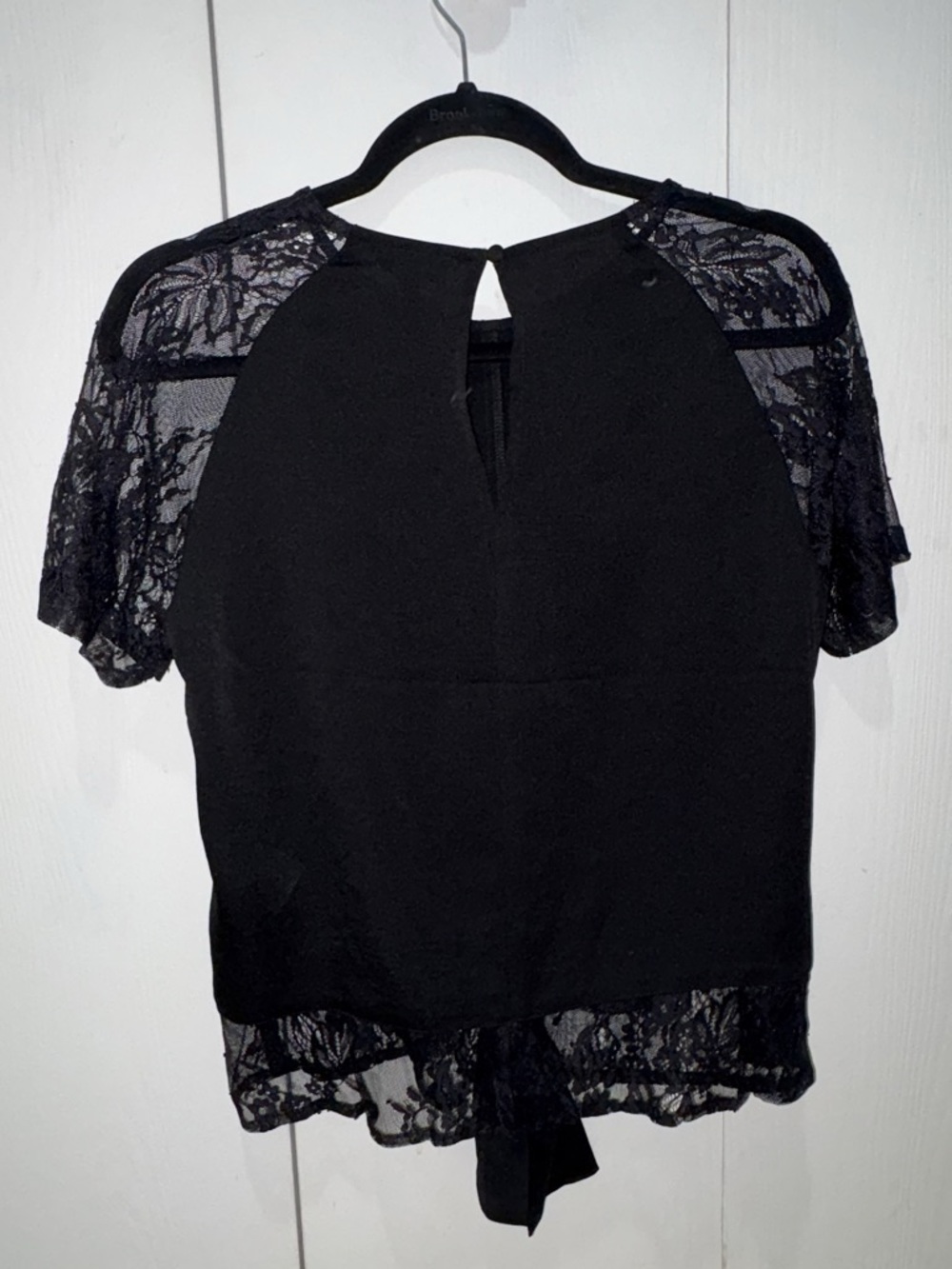 Express Black Lace-Sleeve Blouse
